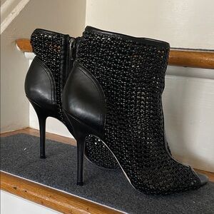 Sam Edelman Black Woven Heeled Boots